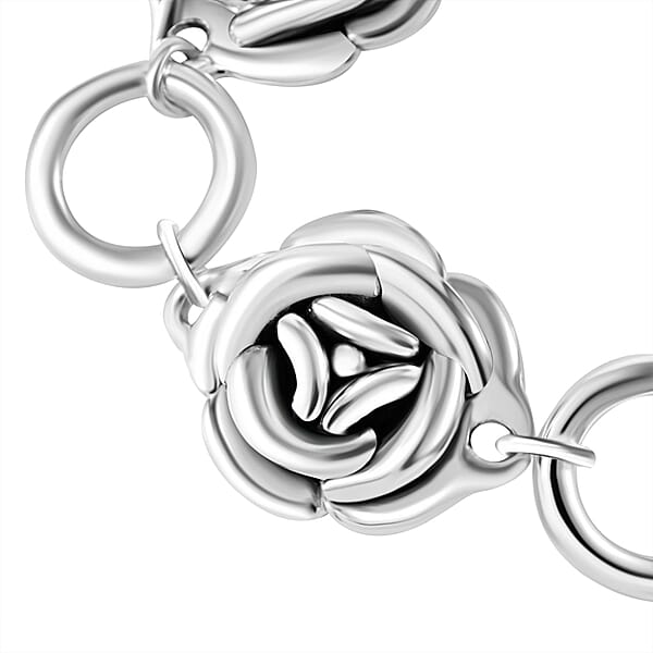 Sterling Silver Floral Bracelet (6.50 In) 21.95 Grams
