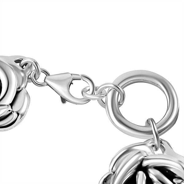 Sterling Silver Floral Bracelet (6.50 In) 21.95 Grams