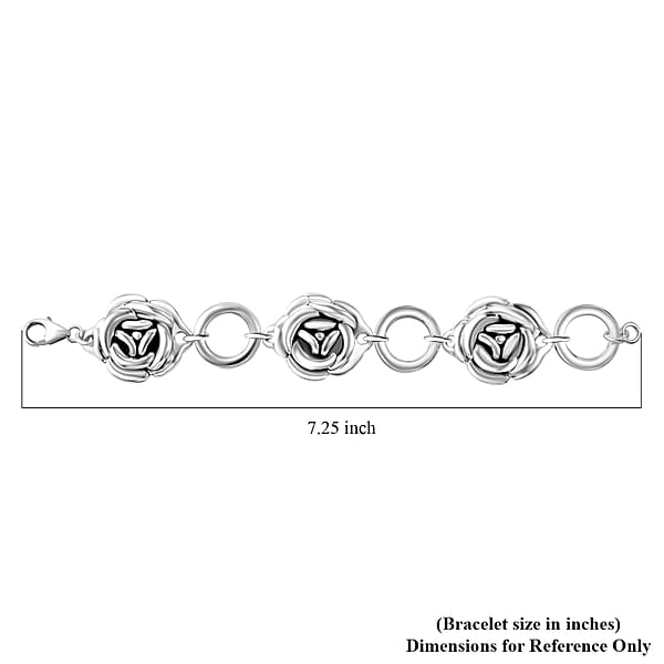 Sterling Silver Floral Bracelet (6.50 In) 21.95 Grams