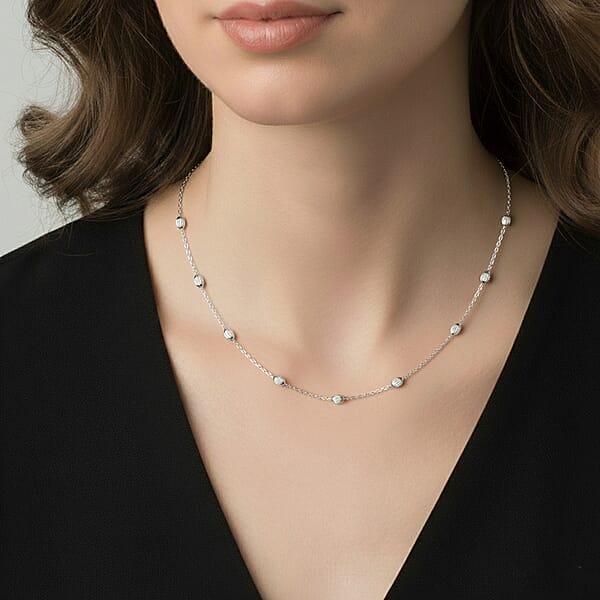 Sterling Silver Over The Moon Necklace 18 Inches 4.3 Grams