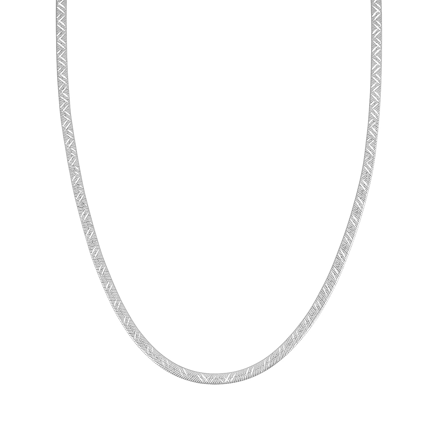 Sterling Silver Textured Chevron Chain Necklace 18 Inches 3.90 Grams