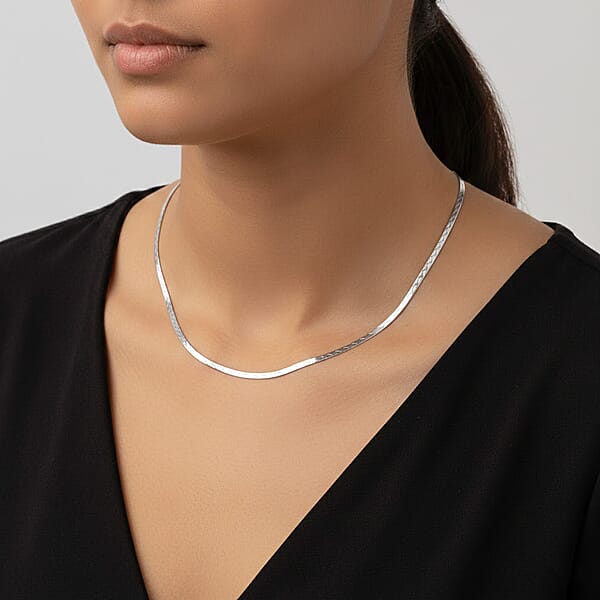 Sterling Silver Textured Wavy Chain Necklace (18 Inches) (3.60 G)