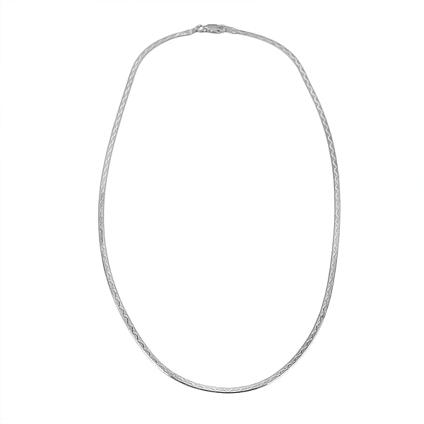 Sterling Silver Zig-Zag Herringbone Chain Necklace (18 Inches) (3.90 Grams)