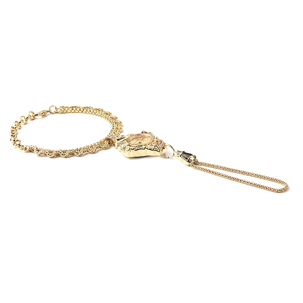 Strada Austrian Crystal Japanese Movement Bracelet Ring Watch In Goldtone