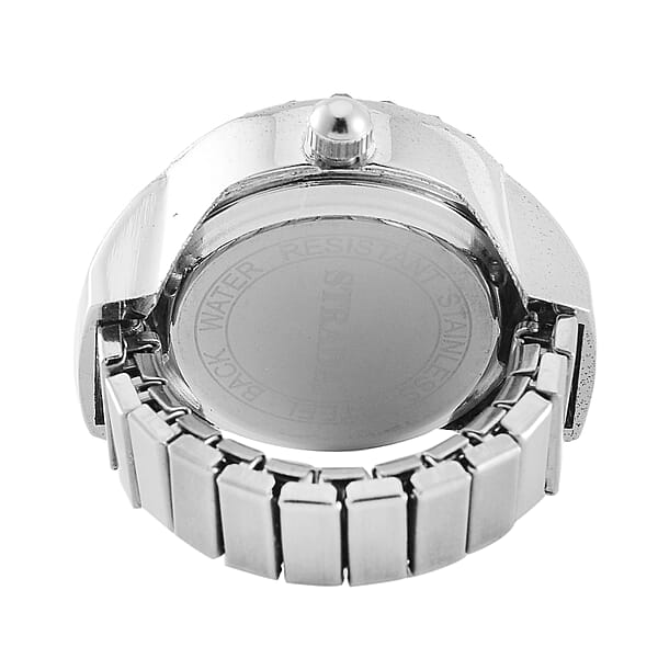 Strada Austrian Crystal Japanese Movement Ring Watch In Stainless Steel (Size 5-7)