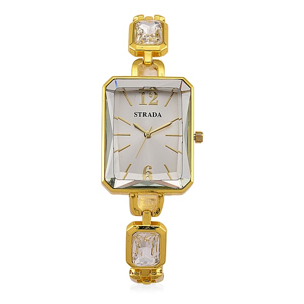 Strada Austrian Crystal Japanese Movement Watch And Goldtone Bracelet (8In)