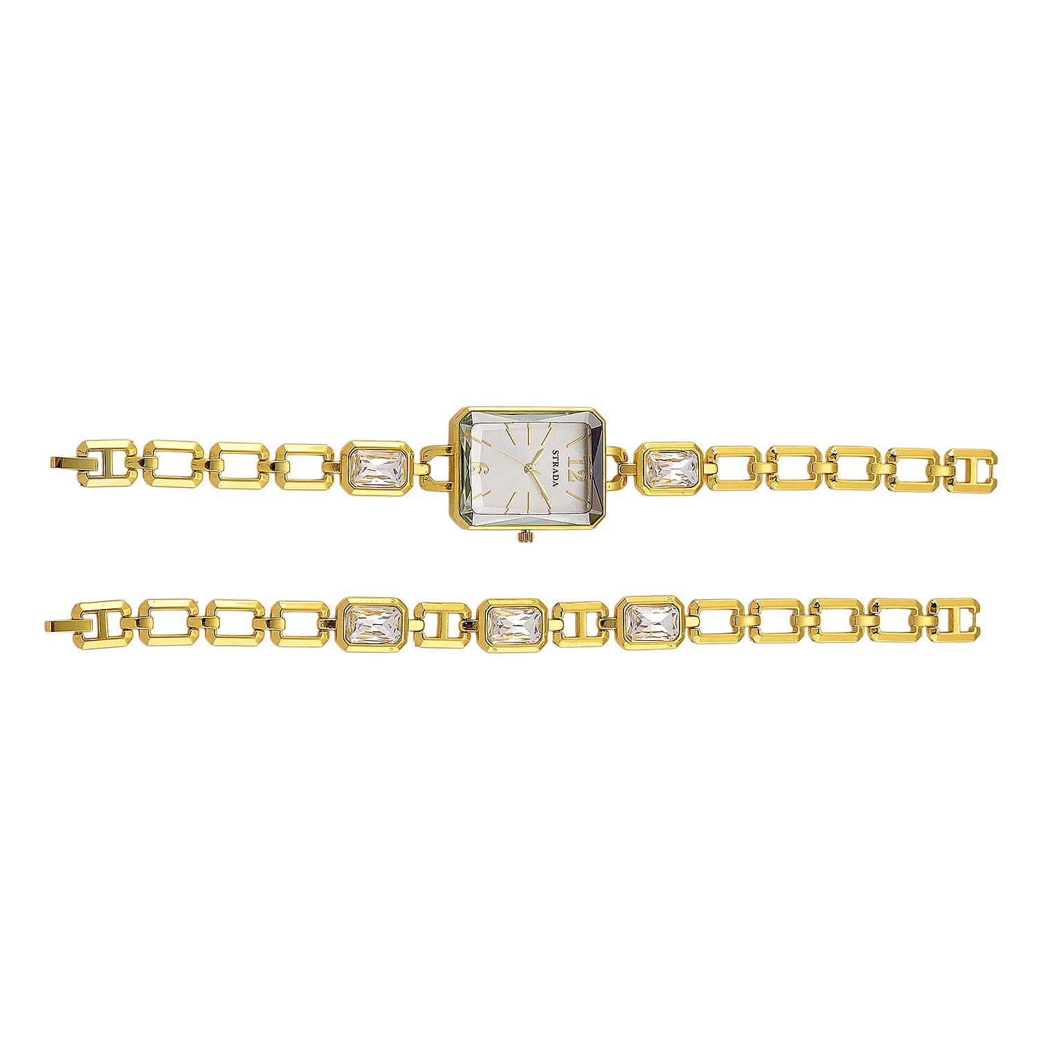 Strada Austrian Crystal Japanese Movement Watch and Goldtone Bracelet (8In)