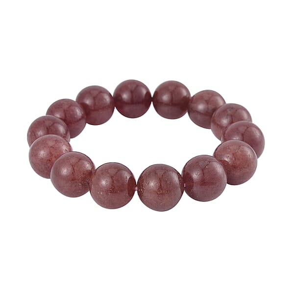 Strawberry Quartz 406.00 Ctw Beaded Stretch Bracelet