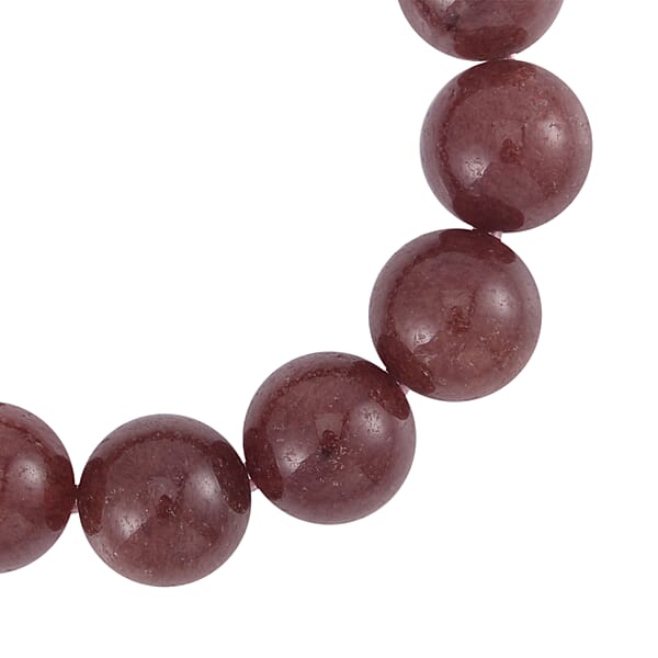 Strawberry Quartz 406.00 Ctw Beaded Stretch Bracelet