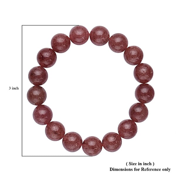 Strawberry Quartz Beaded Stretch Bracelet 204.50 Ctw