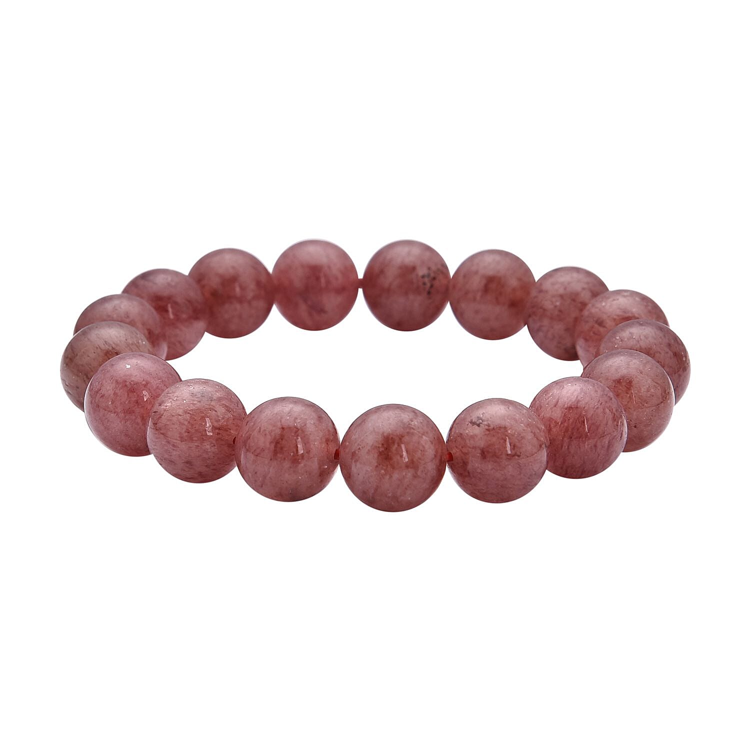 Strawberry Quartz Beaded Stretch Bracelet 204.50 ctw