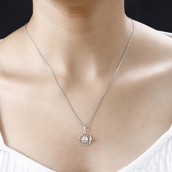 Sun Pendant Necklace In 10K White Gold 1.60 Grams 20 Inches (Del. In 10-12 Days)