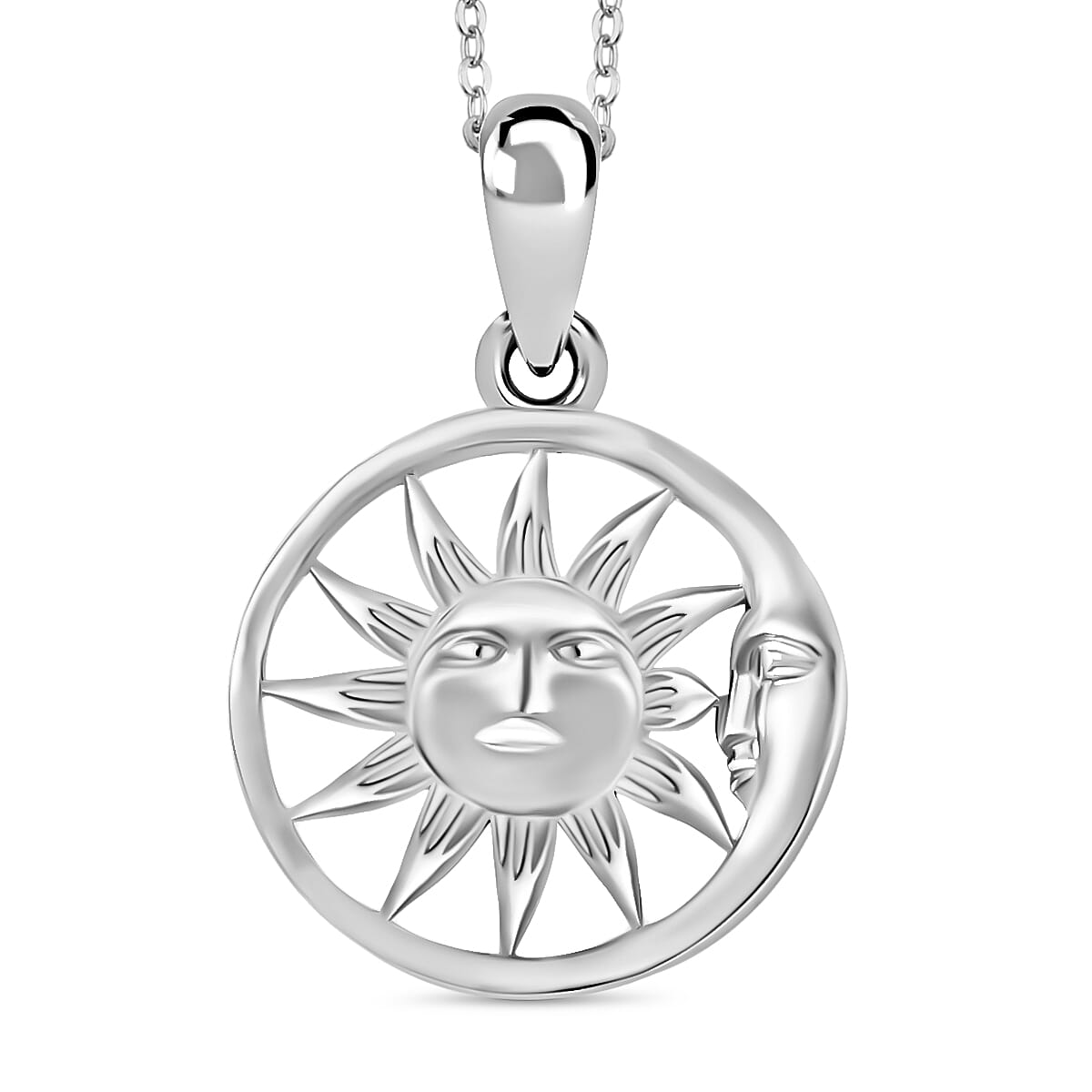 Sun Pendant Necklace in 10K White Gold 1.60 Grams 20 Inches (Del. in 10-12 Days)