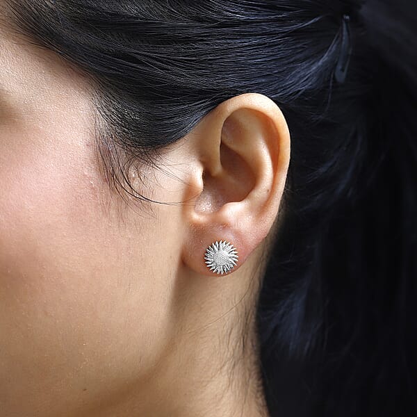 Sunflower Earrings In 10K White Gold 2.70 Grams (Del. In 10-12 Days)