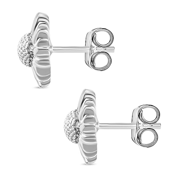 Sunflower Earrings In 10K White Gold 2.70 Grams (Del. In 10-12 Days)