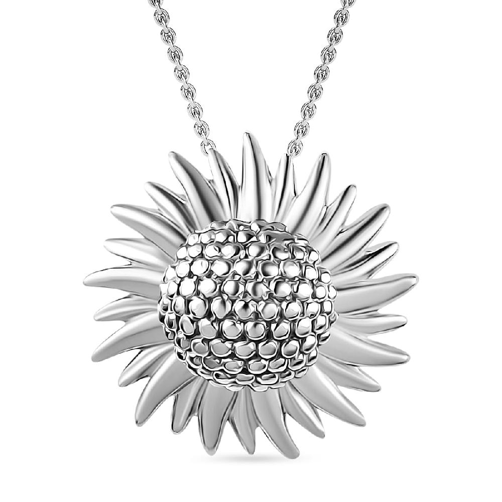 Sunflower Pendant Necklace in 10K White Gold 2.70 Grams 20 Inches (Del. in 10-12 Days)