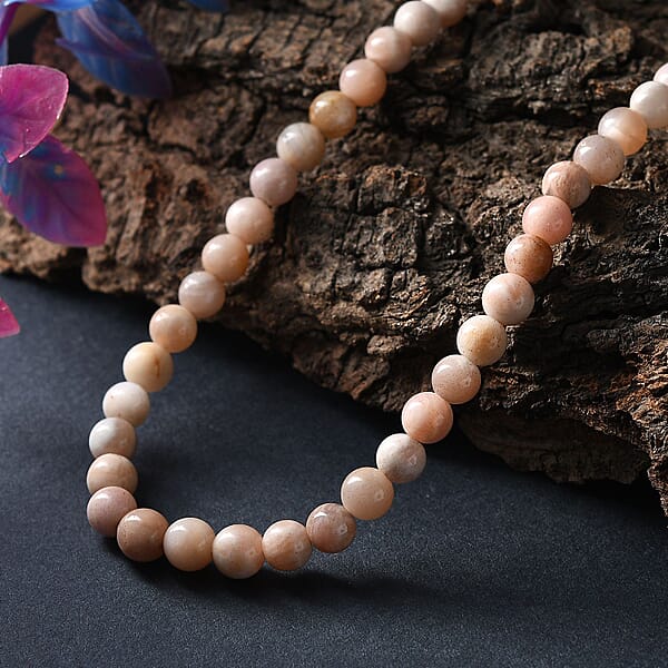 Sunstone Beaded 115.00 Ctw Necklace 18 Inches In Rhodium Over Sterling Silver