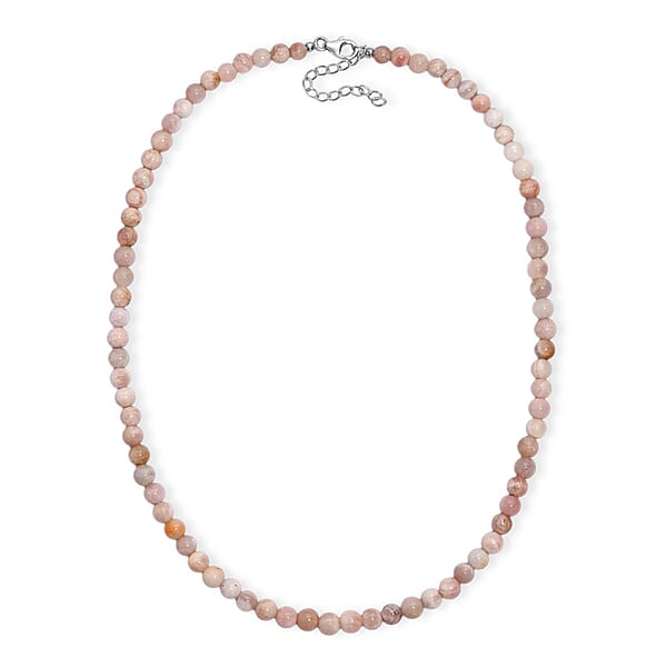 Sunstone Beaded 115.00 Ctw Necklace 18 Inches In Rhodium Over Sterling Silver