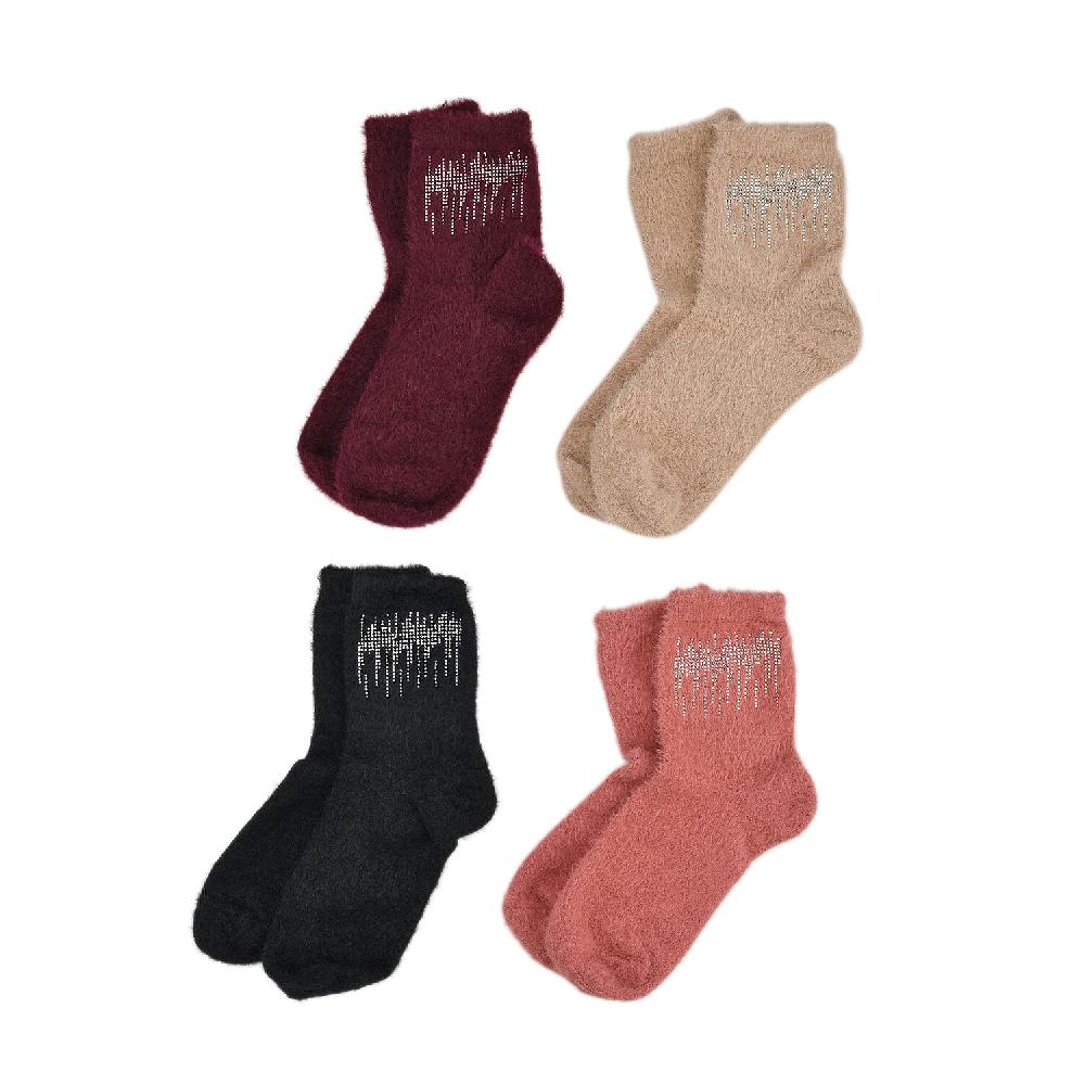 Tamsy Beige Polyester Crystal Set of 4 Pair Socks