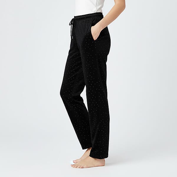 Tamsy Black Crystal Embellishments Glitter Long Pant - One Size Fits Most