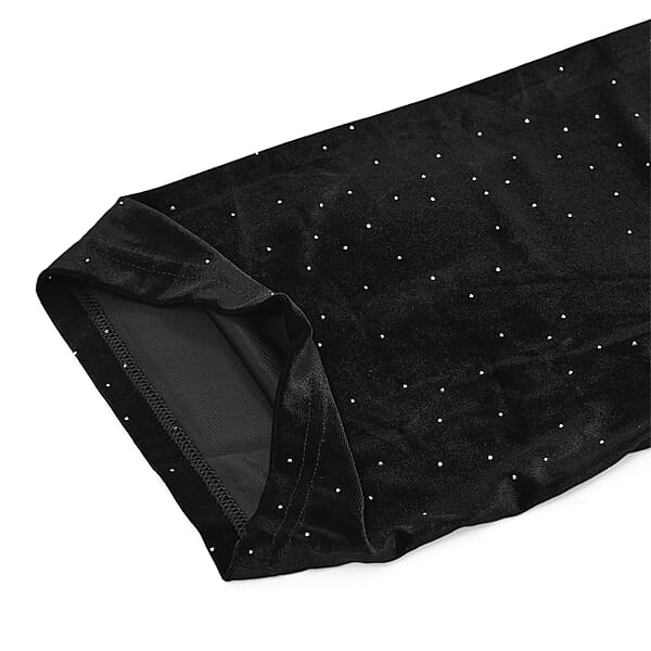 Tamsy Black Crystal Embellishments Glitter Long Pant - One Size Fits Most