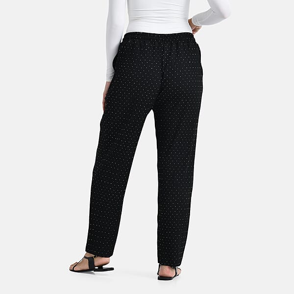 TAMSY Black Crystal Wide Leg Pant With Elastic Waist - One Size Fits Most