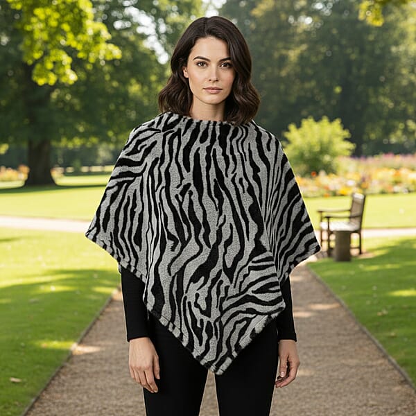 Tamsy Blue And White Tiger Shawl - One Time Fits Most