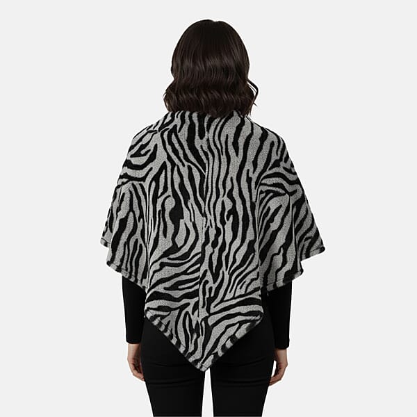 Tamsy Blue And White Tiger Shawl - One Time Fits Most