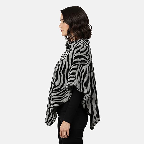Tamsy Blue And White Tiger Shawl - One Time Fits Most
