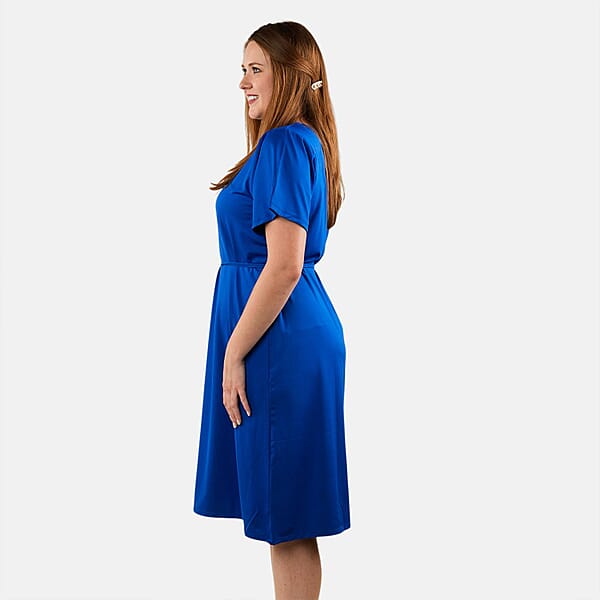 Tamsy Blue Midi Dress With Removable Waist Tie - US Medium