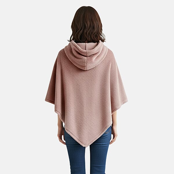 Tamsy Blush Poncho With Hoodie - One Size Fits Most