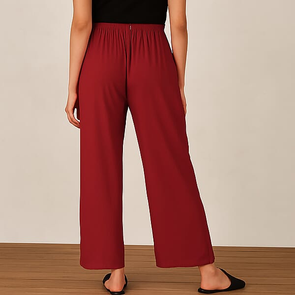 TAMSY Brick Red Floral Embroidered Lounge Pant With Two Pockets – One Size Fits Most