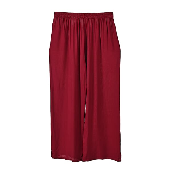 TAMSY Brick Red Floral Embroidered Lounge Pant With Two Pockets – One Size Fits Most