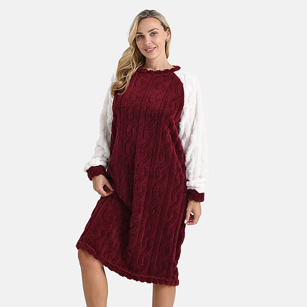 Tamsy Burgundy Fleece Lounger - One Size Fits Most