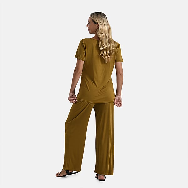 TAMSY Citrine Jersey Knit 2 Piece Set With Front Rouche – One Size Fits Most