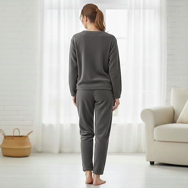 Tamsy Gray Pajama Set Of Top And Bottom - One Size Fits Most