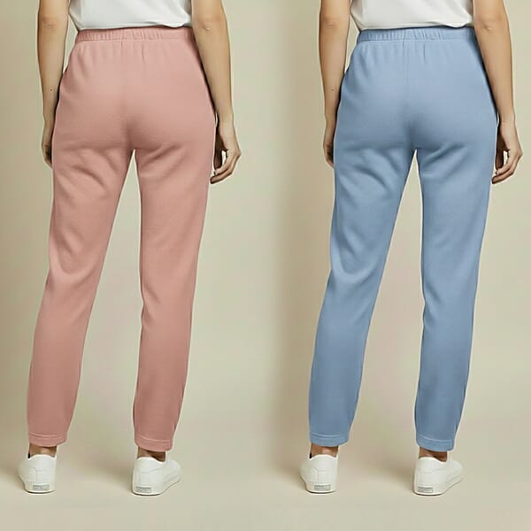 Tamsy Light Blue And Dusty Rose 2pcs Pajama Trousers - One Size Fits Most