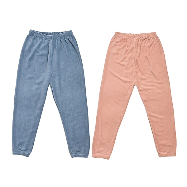 Tamsy Light Blue And Dusty Rose 2pcs Pajama Trousers - One Size Fits Most