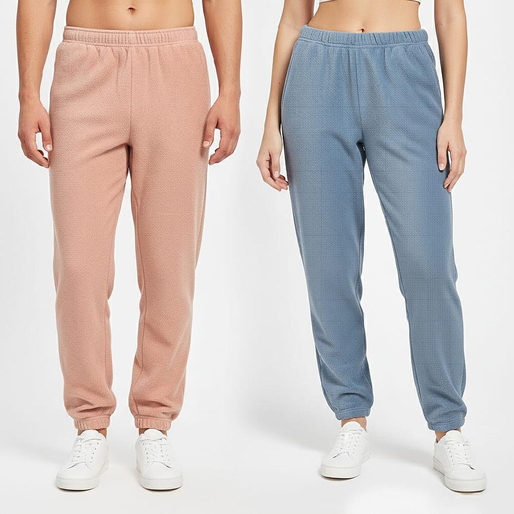 Tamsy Light Blue and Dusty Rose 2pcs Pajama Trousers - One Size Fits Most