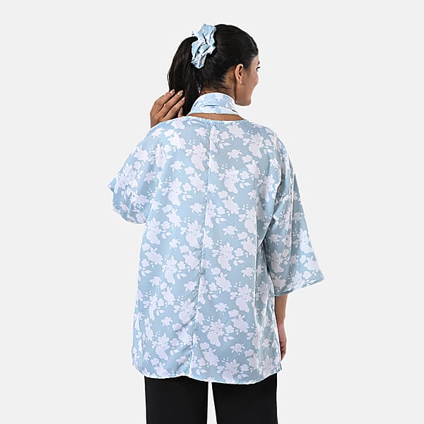 TAMSY Mint 3 Piece Kimono Scarf And Scrunchie Set - One Size Fits Most