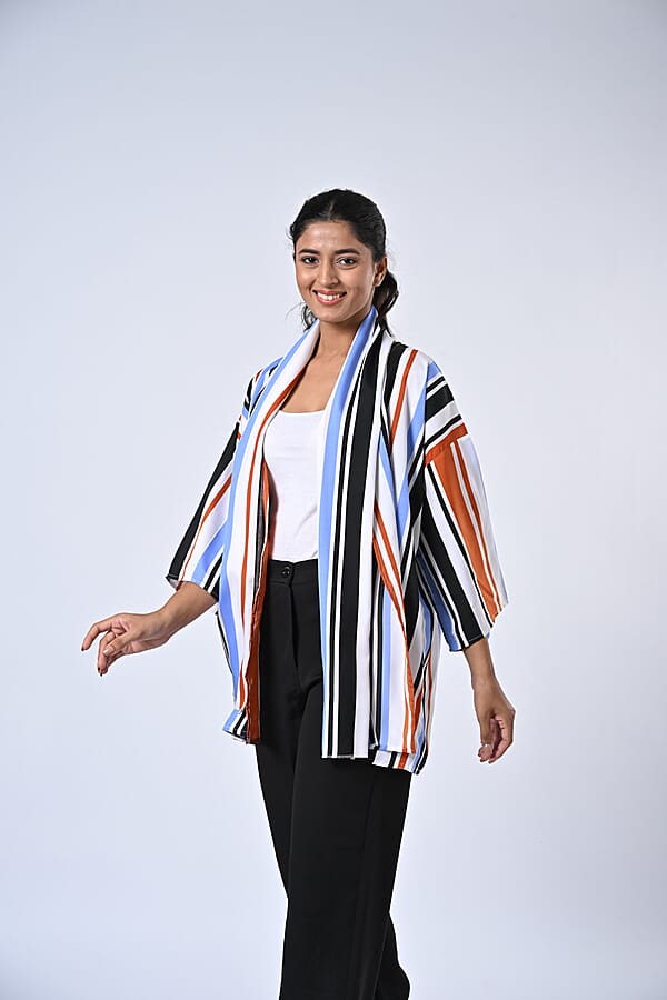 TAMSY Multi Stripe 3 Piece Kimono Scarf And Scrunchie Set - One Size Fits Most