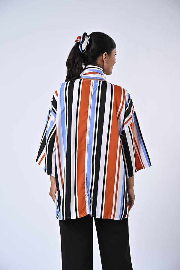 TAMSY Multi Stripe 3 Piece Kimono Scarf And Scrunchie Set - One Size Fits Most