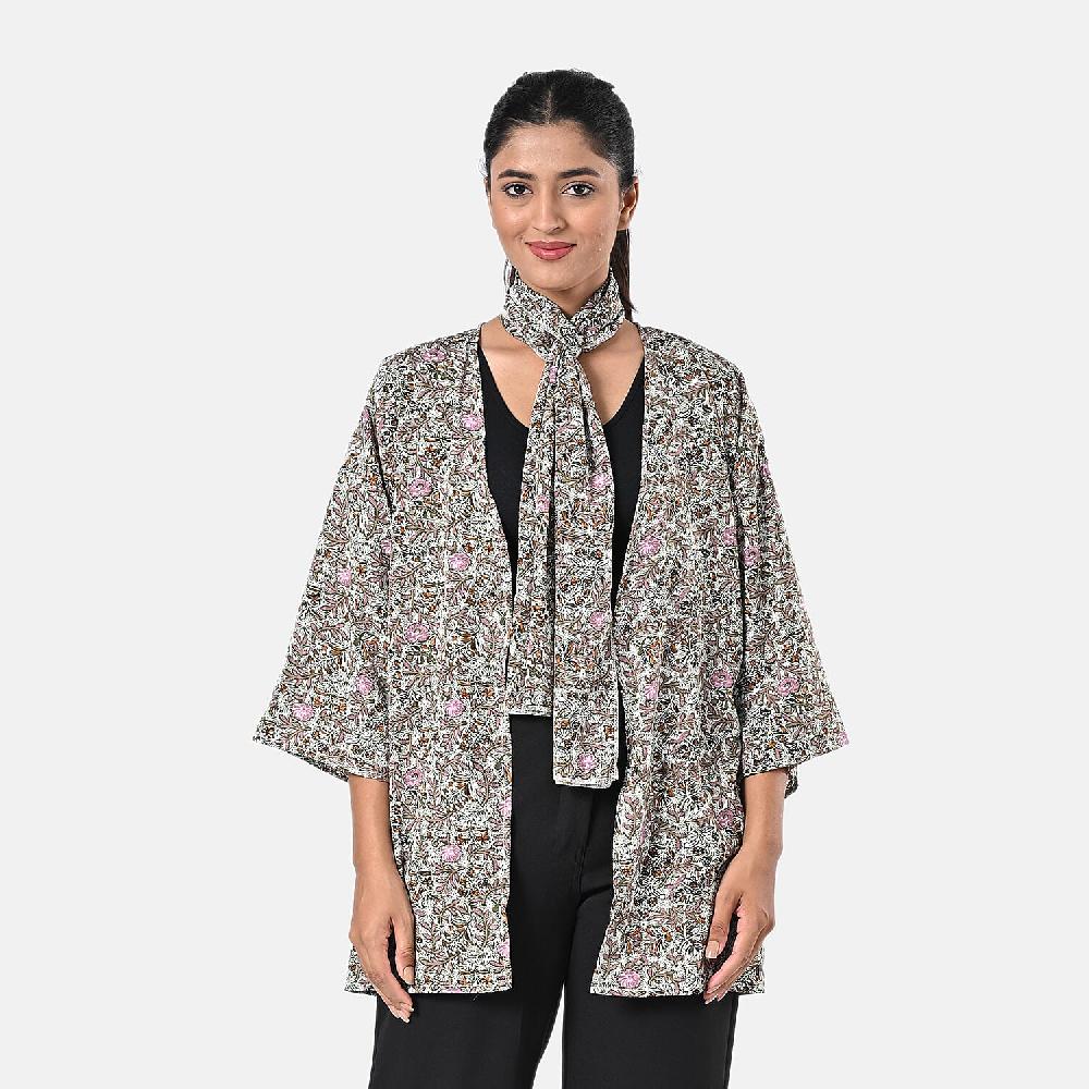 TAMSY Olive Floral 3 Piece Kimono Scarf and Scrunchie Set - One Size Fits Most