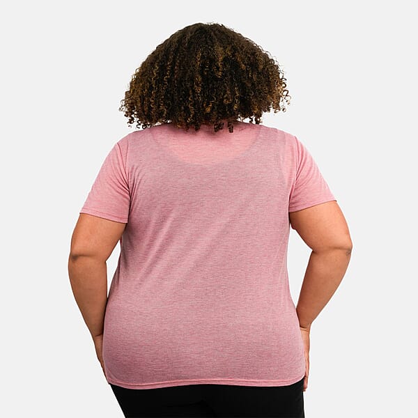Tamsy Pink Cross Front Slub Knit T-shirt - One Size Missy