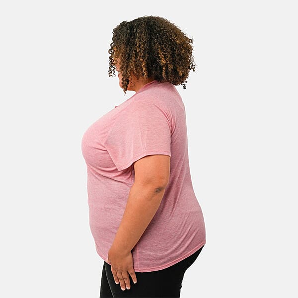 Tamsy Pink Cross Front Slub Knit T-shirt - One Size Missy