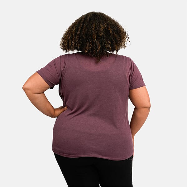 Tamsy Plum Cross Front Slub Knit T-shirt - One Size Missy