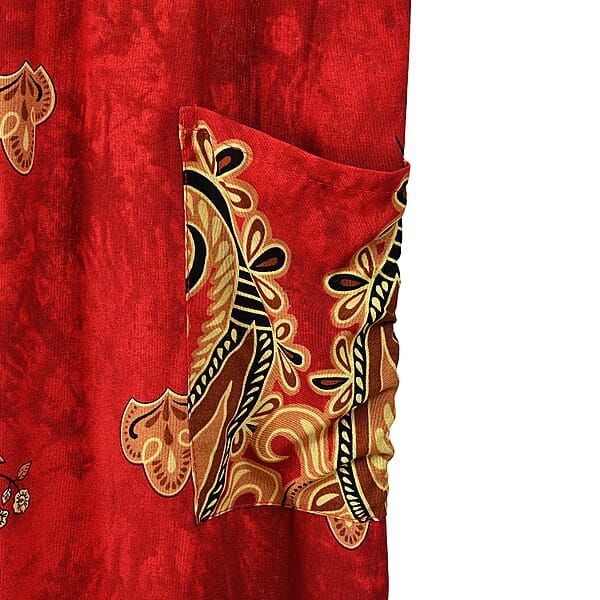 Tamsy Red Paisley Harem Pant With 2 Pockets - One Size Fits Most