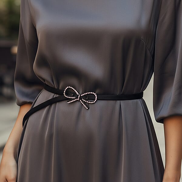 Tamsy Set Of 2 Bow And Infinity Shape Charm Belt - Black