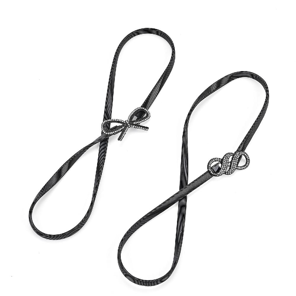 Tamsy Set of 2 Bow and Infinity Shape Charm Belt - Black