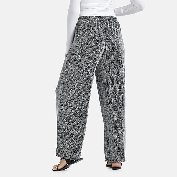 Tamsy Silver Lurex Sparkly Sequins Print Pant- One Size Fits Most